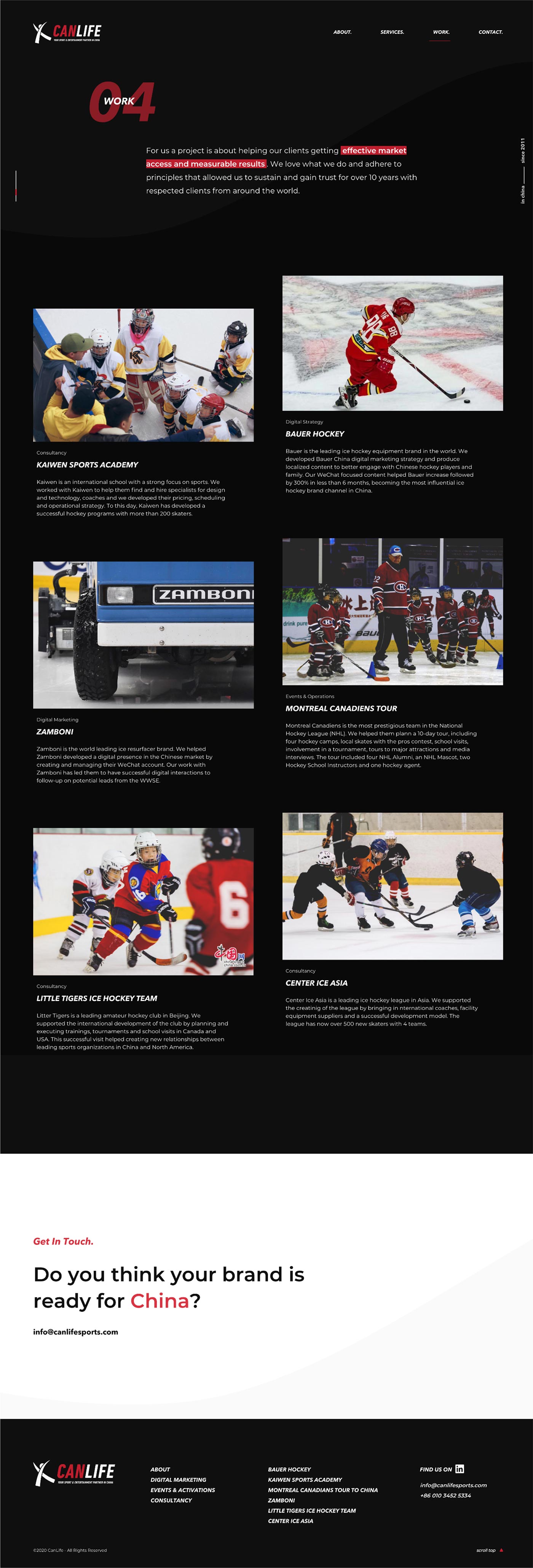 Canlife website - projects section