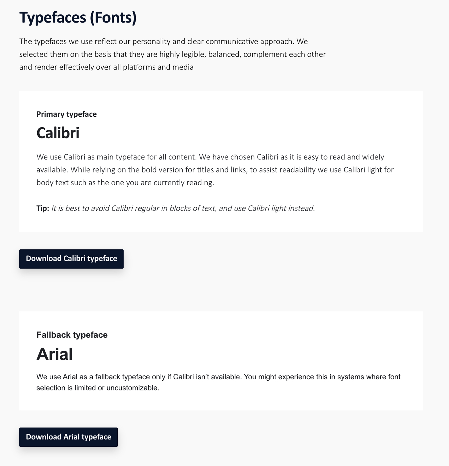 The website's visual style guide