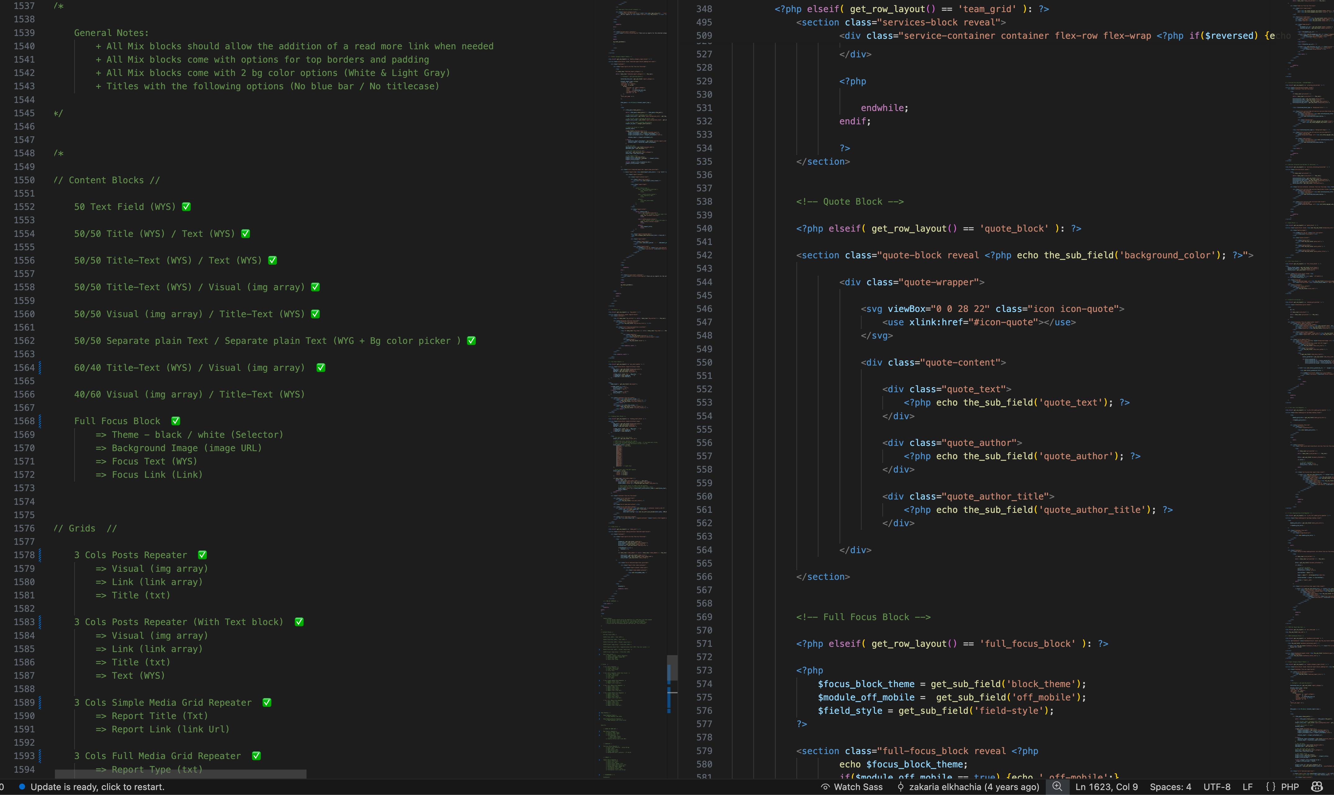Example of reusable component structure in PHP, powering the modular page builder and dynamic layouts.