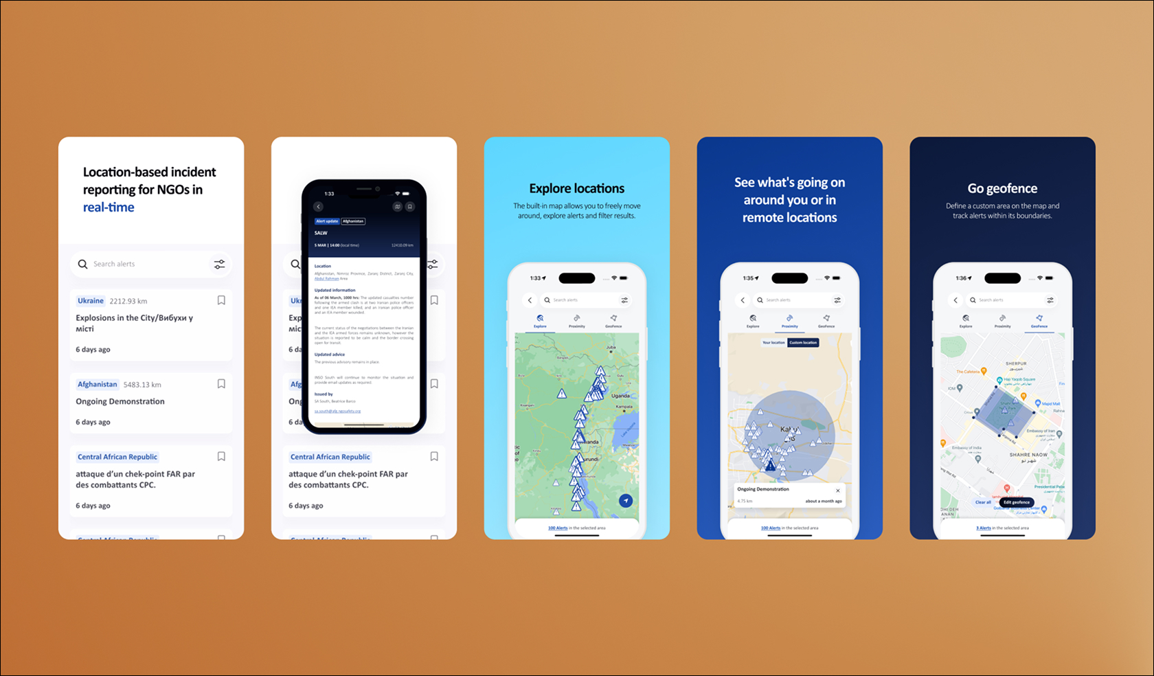 Key sections & features. alert list and the different map modes.